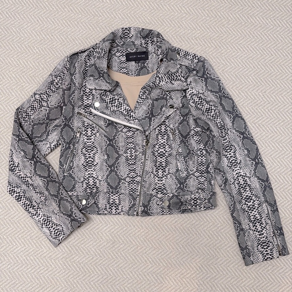 AVERY RAYNE Python Moto Jacket in a very soft fabric